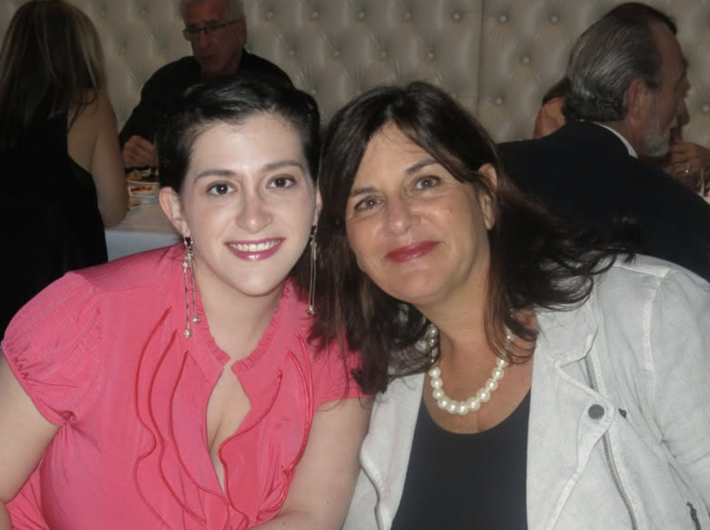 A younger Ilana Jacqueline and her mom, Carri Levy, at dinner